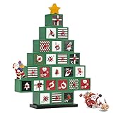 Wooden Advent Calendar, 2024 Countdown Christmas Tree Advent Calendar with 24 Storage Drawers, DIY Reusable Advent Calendars Box for Kids, Family, Adult