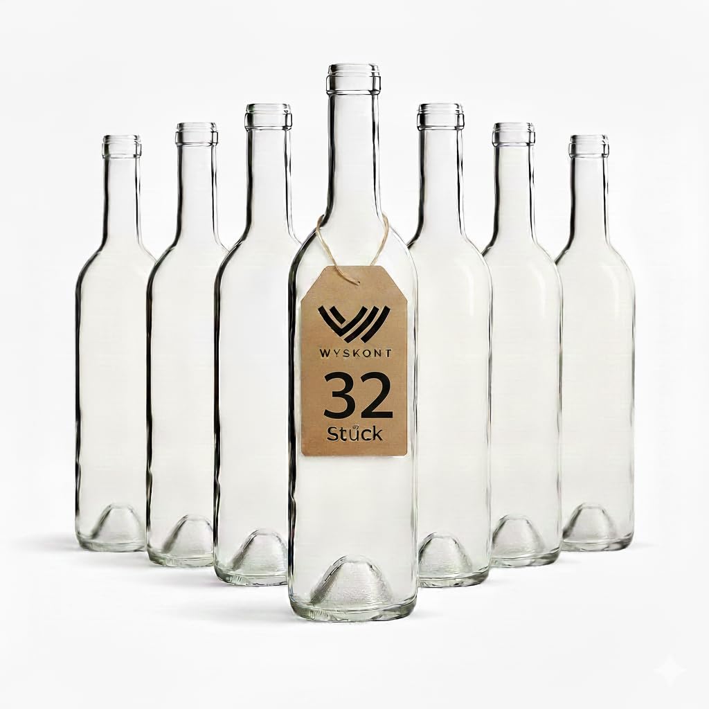 Bouteille 750ml Bordeaux 32 pièces - Bouteilles de vin vide pour brasserie à la maison - Boîte de rangement pour boissons - Décoration de service - En verre transparent