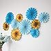 Mybbshower Blue Ivory Gold Paper Pinwheel Living Room Wall Decor for Boy Birthday Party Baby Bridal Shower Backdrops Pack of 10