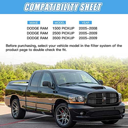 Carrep Passenger Side Heated Mirror Glass Rear View Convex Blind Spot,Exterior Mirror Compatible with RAM 1500 2500 3500 Pickup 2005 2006 2007 2008 (Ram 05-09 Passenger Side) - Image 6