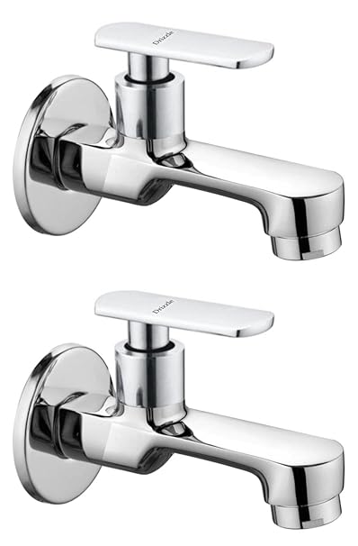 DRIZZLE STL102-2 Stella Long Body Bib Cock Brass | Chrome Plated | Quarter Turn | Foam Flow (Combo of 2 Pieces)