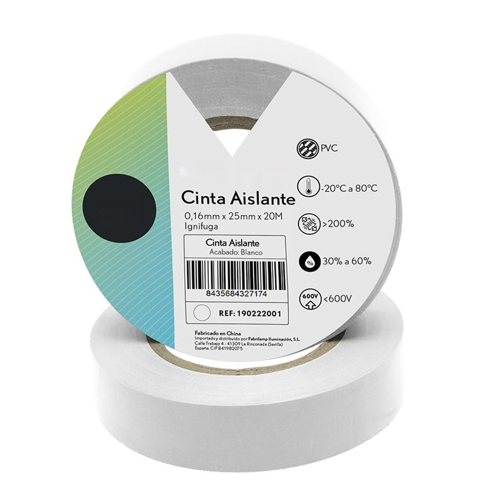 Wide White PVC Insulating Tape Perfect for Electricians Flexible and Durable, Measuring 25mm Wide and 20m Long, Ideal for Insulating, bonding and Protecting Wires.