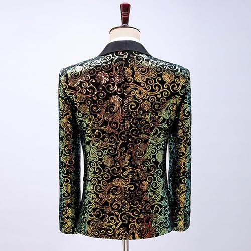 Men's Sequin Suit Jacket Shiny Blazer One Button Sparkly Formal Tuxedo Jackets for Disco Party, Prom, Dinner3