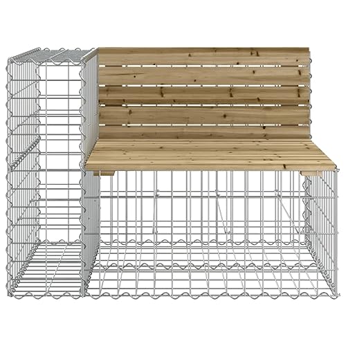 Banco de jardín de gaviones de madera maciza de pino para asiento exterior 6