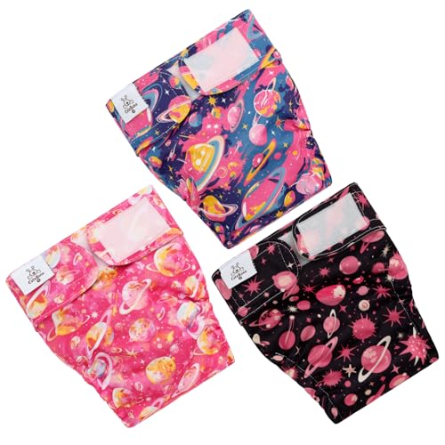 Image of CuteBone Washable Dog Diapers Female No Tail Hole 3 Pack Reusable Doggie Period Training Pants for Docked-Tail Frenchie French Bulldog Boston Terrier Without Tail WWD34XS