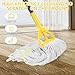 Beyoco Heavy Duty Commercial Industrial Cotton Mop with Long Handle,Looped-End String Wet Mops with Replacement Mop Head for Home,Garage,Office, Workshop, Warehouse Floor Cleaning