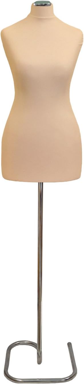 Female Tailors Dummy Cream Size 10/12 Dressmakers Mannequin With A Chrome Metal Snail Base