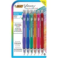 BIC 736949 Velocity Mechanical Pencil, Medium Point (0.7 mm) Fashion Assorted Leads - Pack of 6