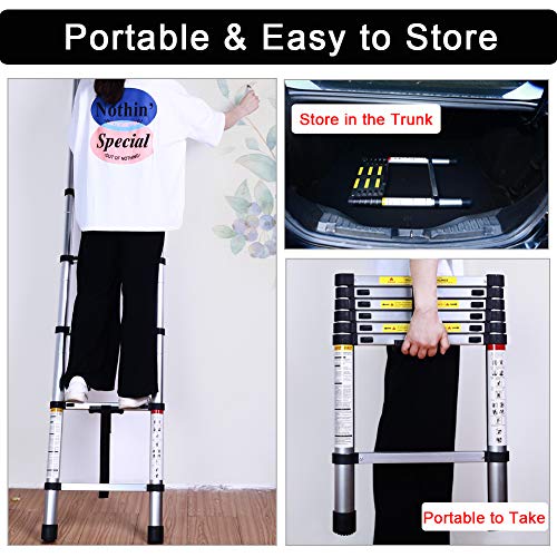 6.6FT Telescoping Ladder, Lightweight Collapsible Ladders, Aluminum Retractable Ladder, Folding Extension Ladders for RV, Loft, Attic, Home, 330LB Capacity