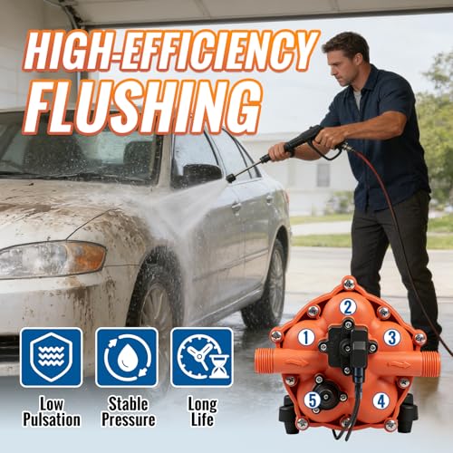 Image of YOUNGTREE 55-Series 110V AC Fresh Water Diaphragm Pump 7GPM 70PSI 110volt 5-Chamber Water Pressure Washdown Pump On Demand with Pressure Switch for Irrigating, Home, Sprinkler, RV, Marine