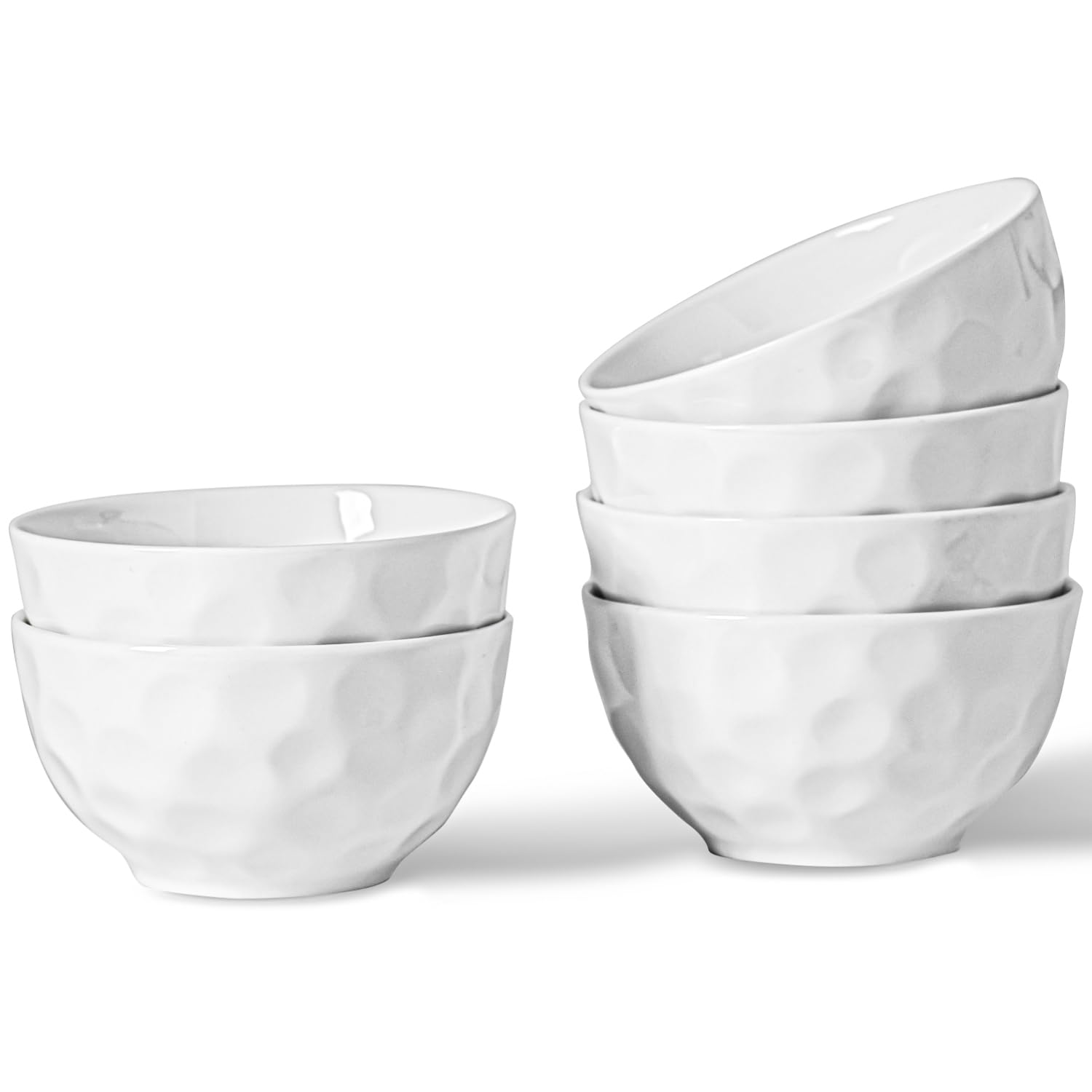 HOMBENE Porcelain Soup Bowls, 4.5 Inch Oatmeal Bowls, Kitchen Bowl Set, Ice Cream Bowls, Microwave and Dishwasher Safe, Set of 6