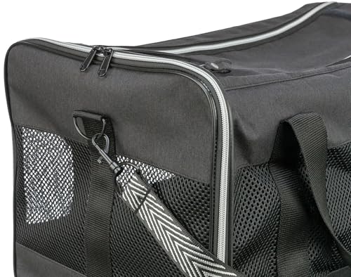 TRIXIE Transporttasche Ryan für Hunde – 26 × 27 × 47 cm – bis 6 kg – oben zu öffnen – abnehmbarer Schulterriemen & Kurzleine – Außentasche – herausnehmbare Bodenplatte - 28841