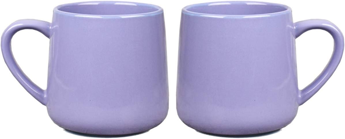 Bosmarlin Glossy Ceramic Coffee Mugs Set of 2, Tea Cup for Office and Home, 18 oz, Suitable for Dishwasher and Microwave(Purple, 2)