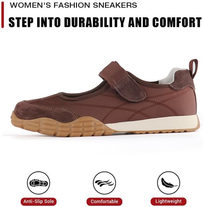COOLLULU Mary Jane Shoes Sneakers for Women Wide Toe Box Fashion Ballet Sneakers with Non Slip Sneakerinas Retro Tennis Lightweight Flats Footwear for Daily Walking Causal Dressy