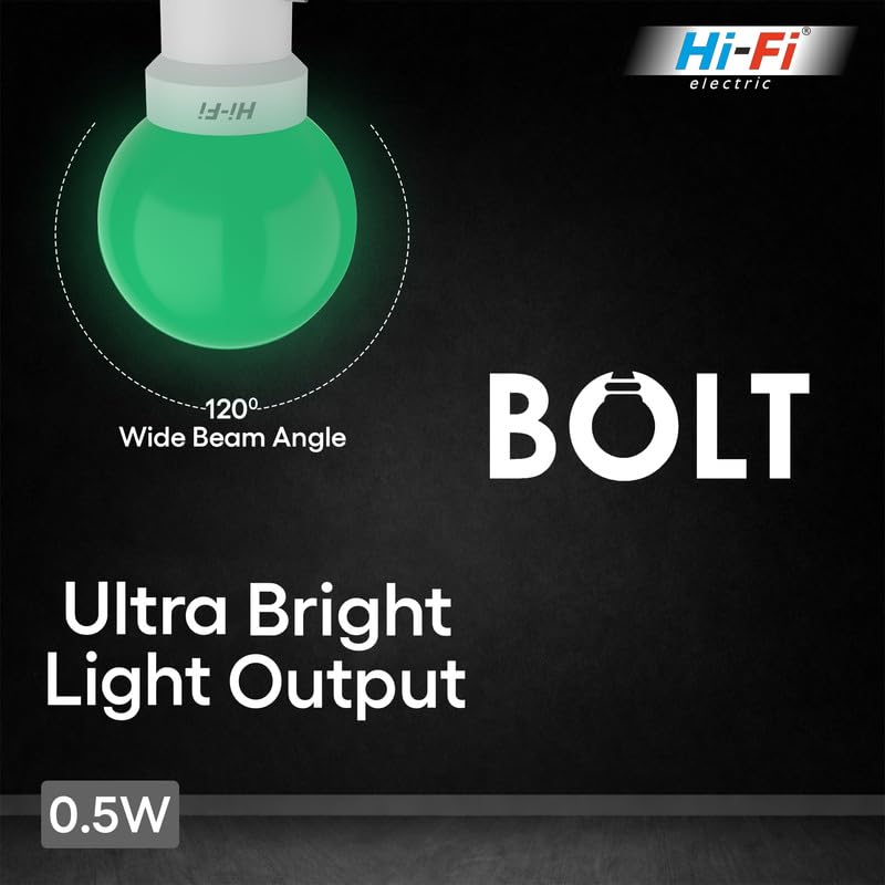 Image of Hi-Fi 0.5W LED Bulb (Green) B22 Base | Energy Efficient Zero Watt Light | Decorative Night Lamp for Home, pooja room light & Bedroom Zero Blub (Pack of 4)