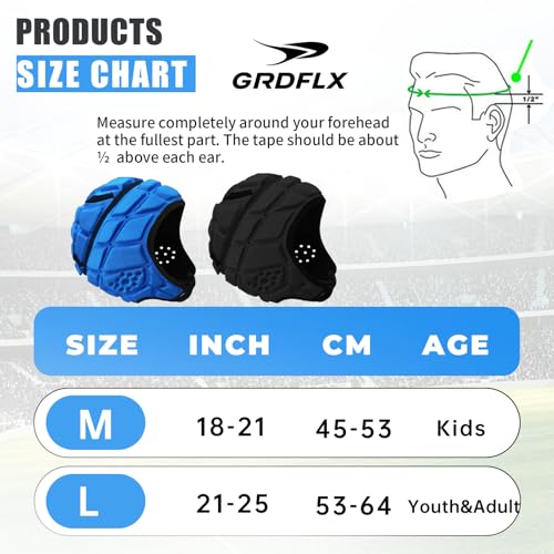 GRDFLX Soft Shell Flag Football Helmet Padded Rugby Helmet 7v7 Protective Headguard for Youth Kids Adults