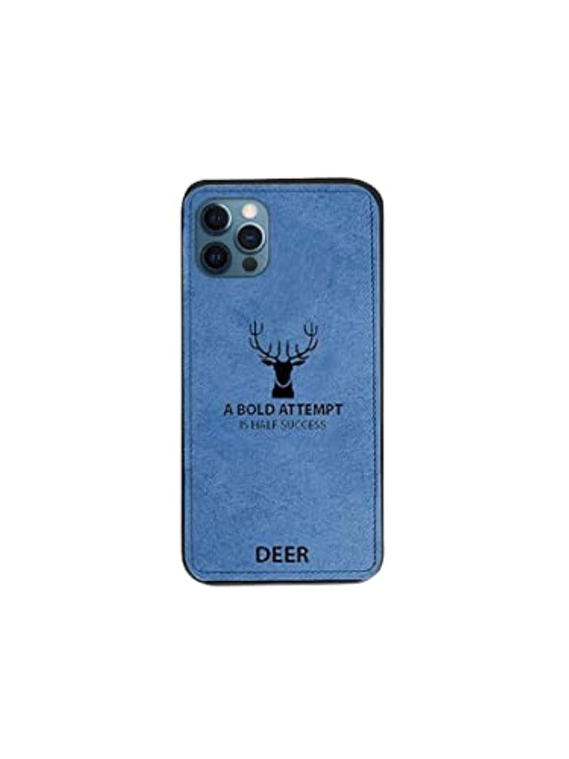 MSK International Luxury Phone Case For Men of iPhone and Sumsung, Ultra Slim Canvas Fabric Embossed Deer Capinhas Unique Design Elegant (Iphone 12/12 pro, Blue)