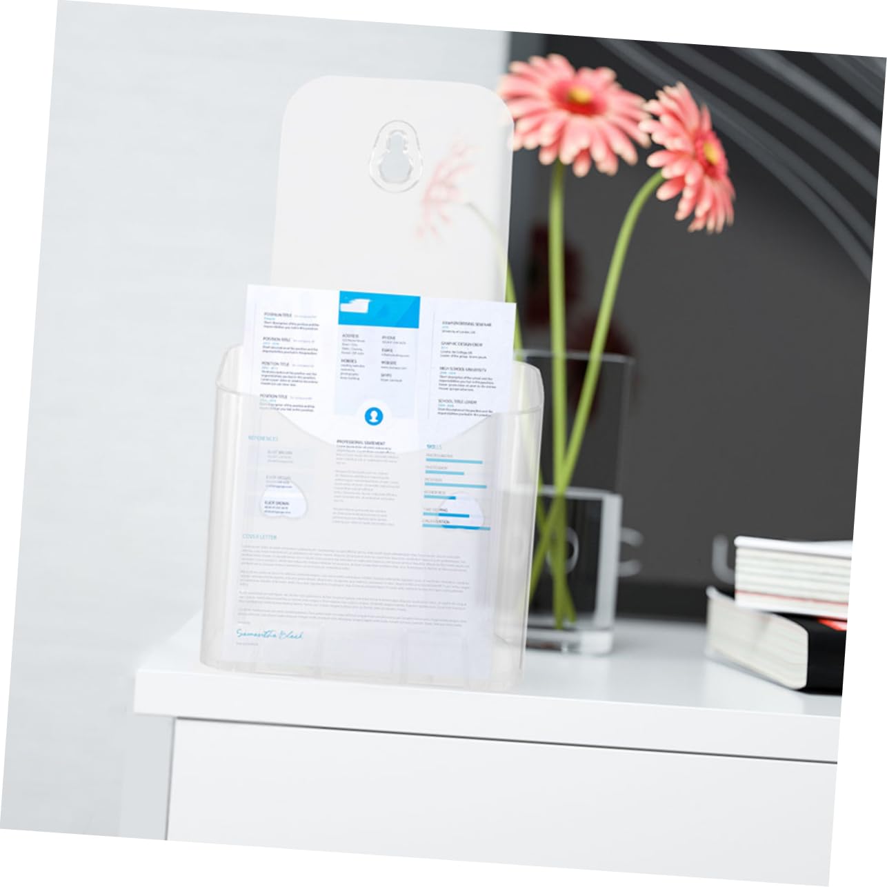 Expositor De Folletos Acrílico Transparente A4 Tríptico, Organizador De Archivos De Pared, Soporte De Escritorio Para Papeles y Documentos, Montaje Sencillo, Adecuado Oficina y Hogar