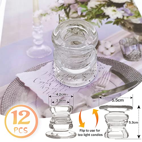 Clear Glass Candle Taper Holders, Aongray Decorative Candlestick Holders Set of 12,for Wedding, Festival, Party &Table Decoration - Cosy Home Interiors Clear Glass Candle Taper Holders, Aongray Decorative Candlestick Holders Set of 12,for Wedding, Festival, Party &Table Decoration - Image 2