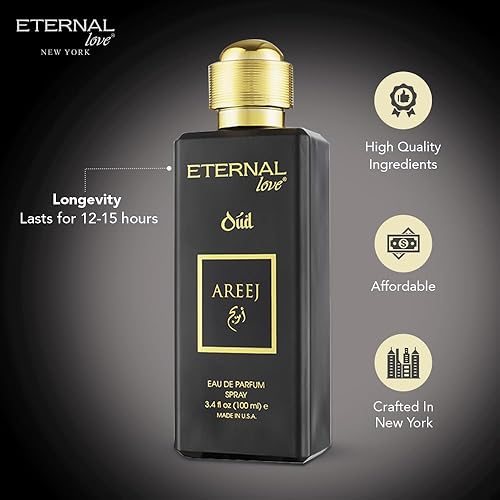 Miniatura 4 de Eternal Love Areej Oud - Eau de Parfum unisex de larga duración, fragancia oriental picante cálida con Oud y tabaco, aroma árabe inspirado en Dubái,