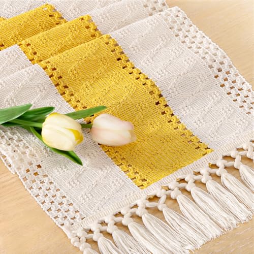 Boho Table Runner Fall Farmhouse Rustic Dining Dresser Scarf Home Decor