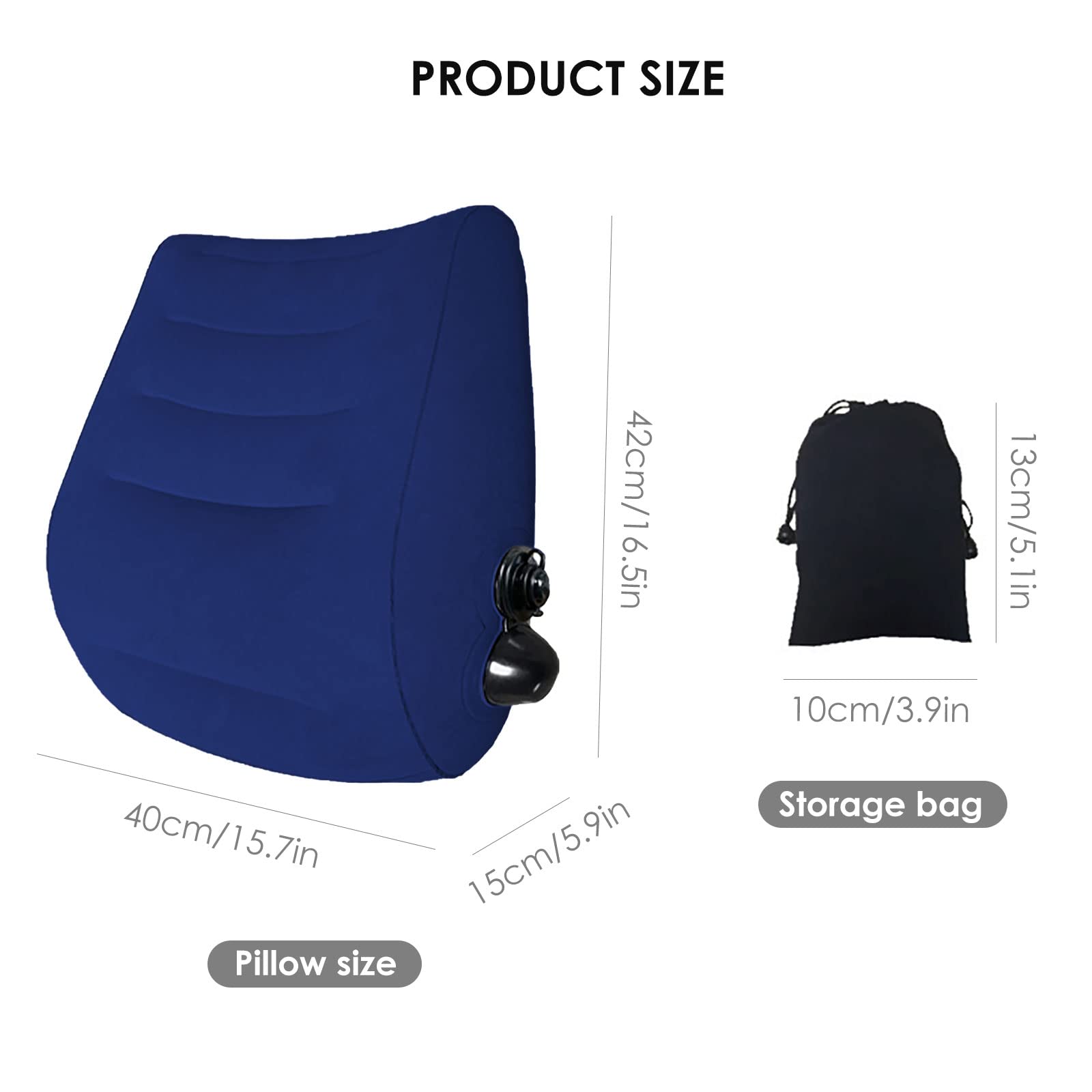 SOONHUA Cuscini da viaggio gonfiabili in memory foam, supporto per la schiena, per il supporto per collo e lombare, auto, aereo, escursionismo, zaino in spalla, premere per gonfiare