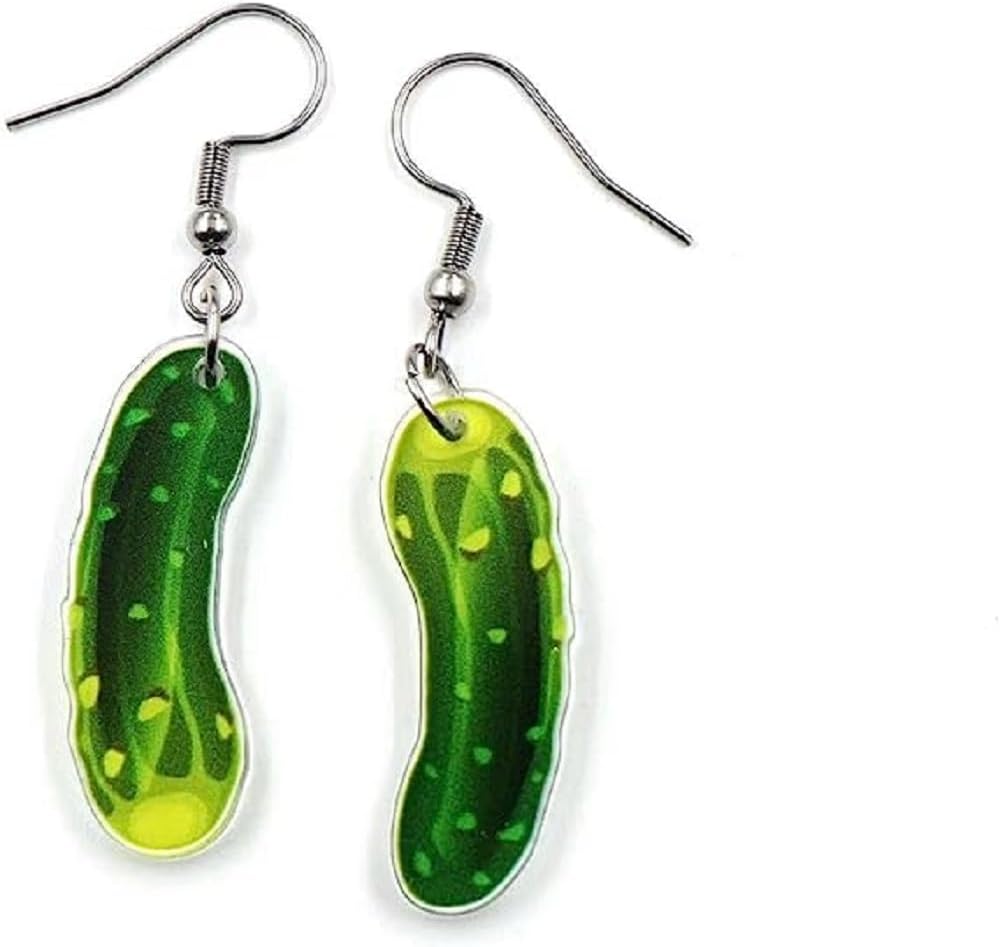 Pickle Funny Earrings Cute Pair of Dangle Green Pickle Earrings Weird Acrylic Drop Dangle Earrings-A