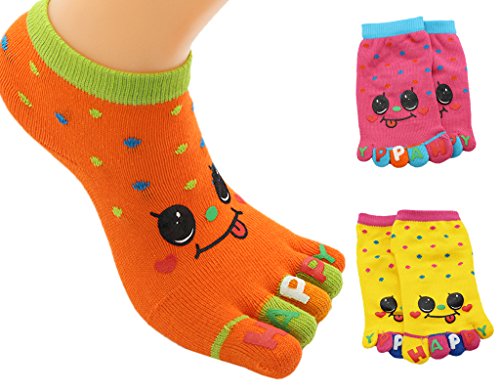 toe socks, 3 Pack Split 5 Toes Crew Toe Socks for Kids Girls
