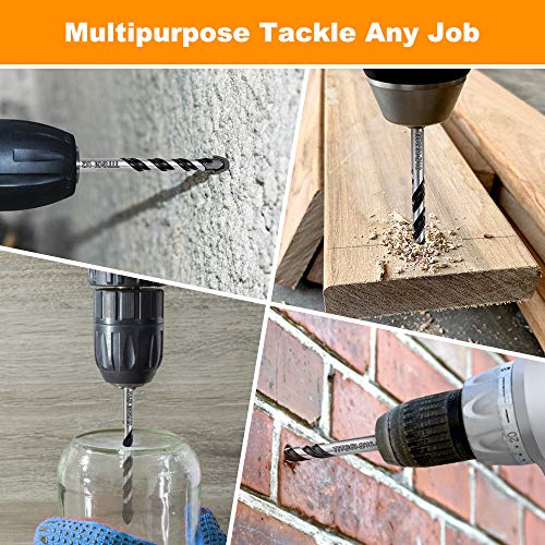 Concrete Drill Bit & Masonry Drill Bit Set, Professional Drill Bit Set (5Pcs) For Glass/Brick/Plastic/Cement/Wood/Tile/Etc, Industrial Strength Carbide Drill Bit Tip, 1/4"-1/2" By Titggi #TOP6