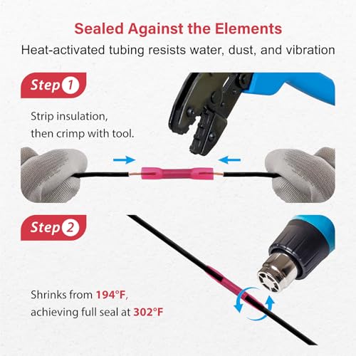 Connecteurs thermorétractables étanches en polyoléfine rouge pour gaine thermo de câbles - 4