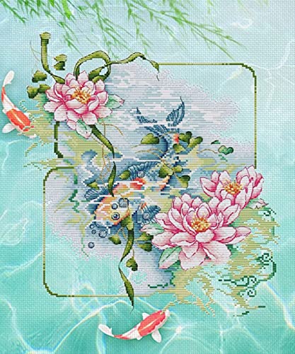 Peinture au diamant 5D carpe fleur - Kit point de croix mosaïque strass complet