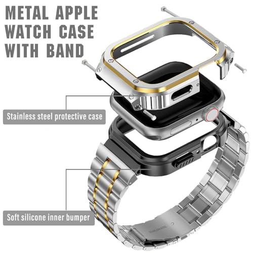 Image of MioHHR Stainless Steel Band with Case for Apple Watch Bands 41mm /40mm /38mm