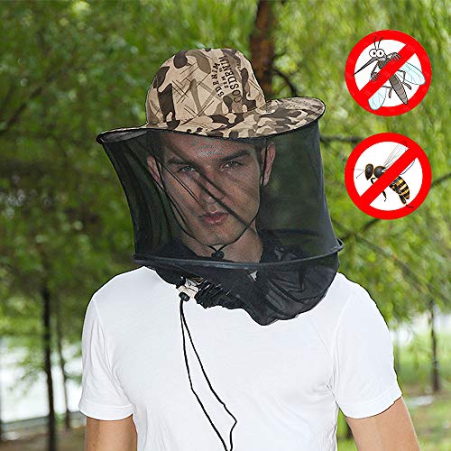 Festnight Chapéu de proteção solar dobrável ao ar livre com proteção de malha de rede de cabeça para