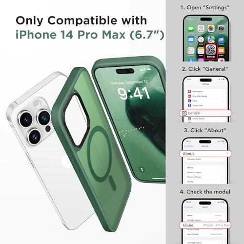Coque iPhone 14 Pro Max magnétique mate verte avec protection écran et objectif GONEZ - 2