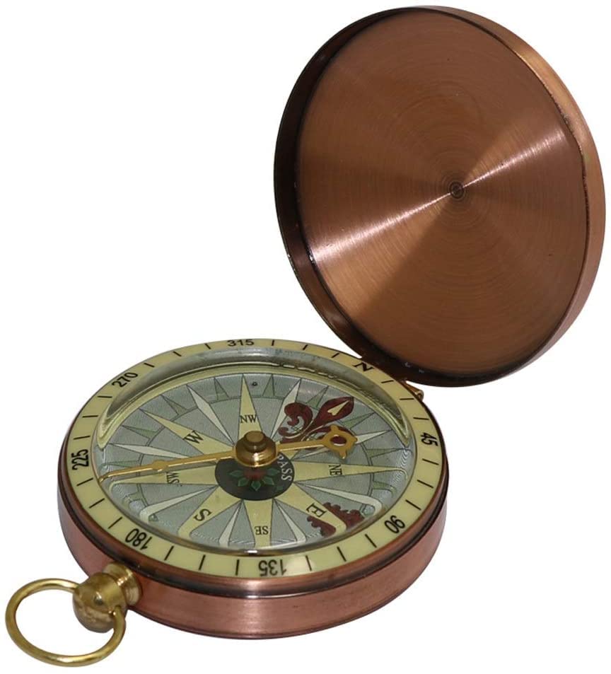 Brújula portátil Camping Senderismo brújula de Bolsillo navegación Bronce Concha Reloj de Bolsillo Cadena Colgante brújula multifunción