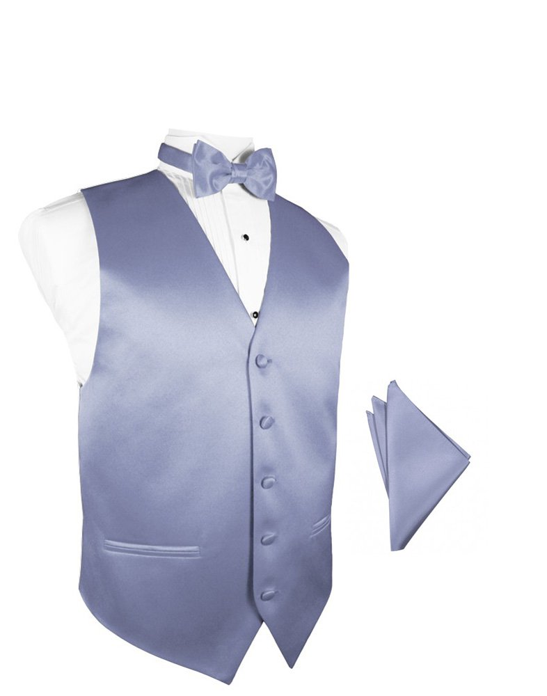 Amethyst Satin Tuxedo Vest with Bowtie & Pocket Square Set