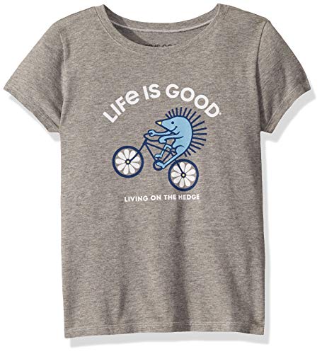 Life is Good Girls Crusher Graphic T-Shirt, Hedgehog Heather Gray, Large