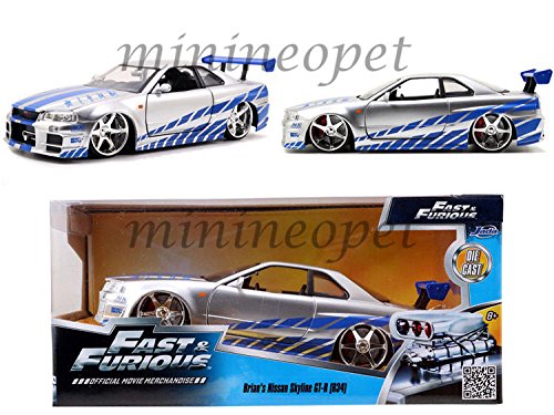 JADA 2 Fast 2 Furious Brian's 1999 Nissan Skyline GT R R34 1/24 Plata miniatura 2