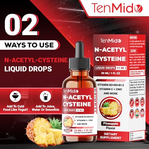 Image of 11in1 Nac Supplement N-Acetyl Cysteine Liquid Drops with Quercetin, B-Complex, Selenium, Glutathione, Bromelain, Milk Thistle, and More - 30ml 1 Fl Oz