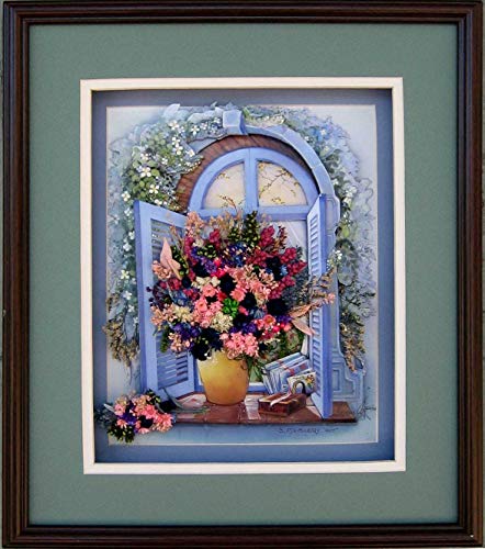 Cathedral Bay Window Floral - by Andres Orpinas - Paper Tole 3D Decoupage Craft Kit Size 16x20 inches K16-1038 (The additional pictures show examples this Craft Kit assembled & Framed in a Shadow Box)