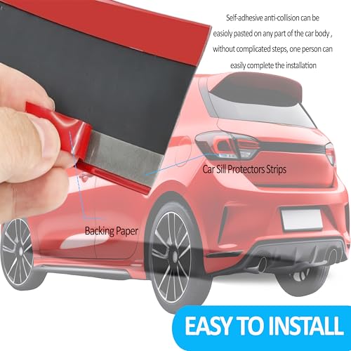 Image of NIKAVI Universal Anti-Scratch Car Door Sill Guard, 5Meter Carbon Fiber Sticker for Car Bumper, Pedal Protector, Scuff Plate Cover - Scratch Proof, Removable, Black (3CM Width)
