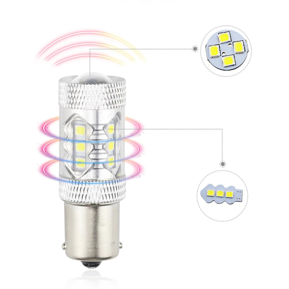 OUNONA 3 Juegos De Bombillas Led De 80 W 16 Smd Ba15s P21w Carcasa De Aluminio Luz De Señal De Freno 4 Unidades X 3