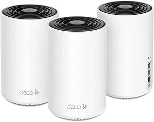 TP-Link Deco XE75 Pro AXE5400 Tri-Band WiFi 6E Mesh System - 2.5G WAN/LAN Port, Covers up to 7200 Sq.Ft, Replaces WiFi Router and Extender, AI-Driven Mesh, 6GHz Band, 3-Pack