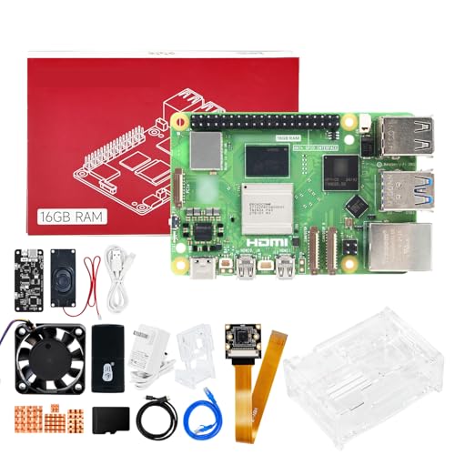 Image of Yahboom for Raspberry Pi5 16GB Kit with AI Voice Module, 27W 5.1V5A USB-C Power Supply,IMX219 Camera,Active Cooler Case AI Large Model Provide Openclaw Deployment