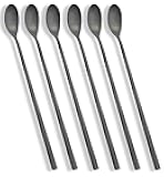 Long Handle Spoon, Matte Black Coffee Stirrers, 9-inch Ice Tea Spoon, AOOSY Premium 18/10 Stainless Steel Iced Teaspoon Coffee Spoons for Milks Tea Mixing Cocktail Stirring Coffee, Set of 6