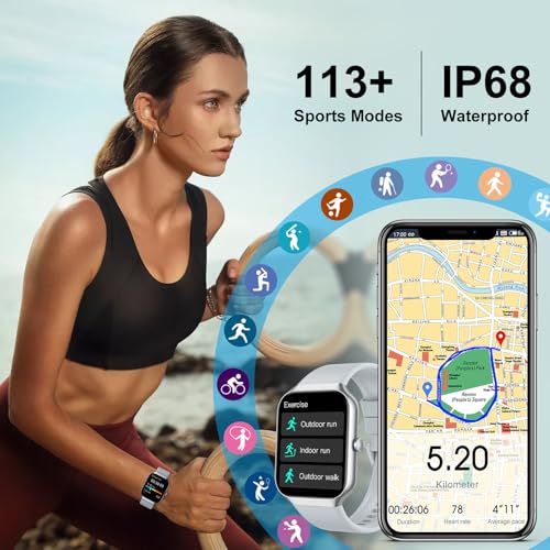 Image of Soudorv Smart Watch 2026 NEW 1.91 inch Smartwatch for Men Women(Answer /Make Call),Fitness Watch with 110+ Sport Modes, Reloj Inteligente with Sleep Monitor /Heart Rate,for Android iOS, Silver