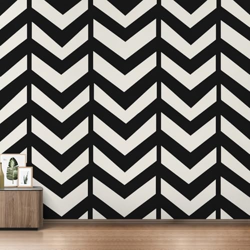 Fresque murale intissé géométrique noir blanc L366 x H254 cm - 4
