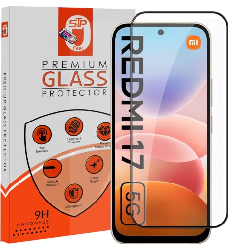 Image of STP FEEL Premium HD+ Tempered Glass Screen Protector Guard Compatible For Redmi 17 5G (6.9 Inch, Pack of 1) | Edge to Edge Coverage With Easy to installation kit for Smartphone
