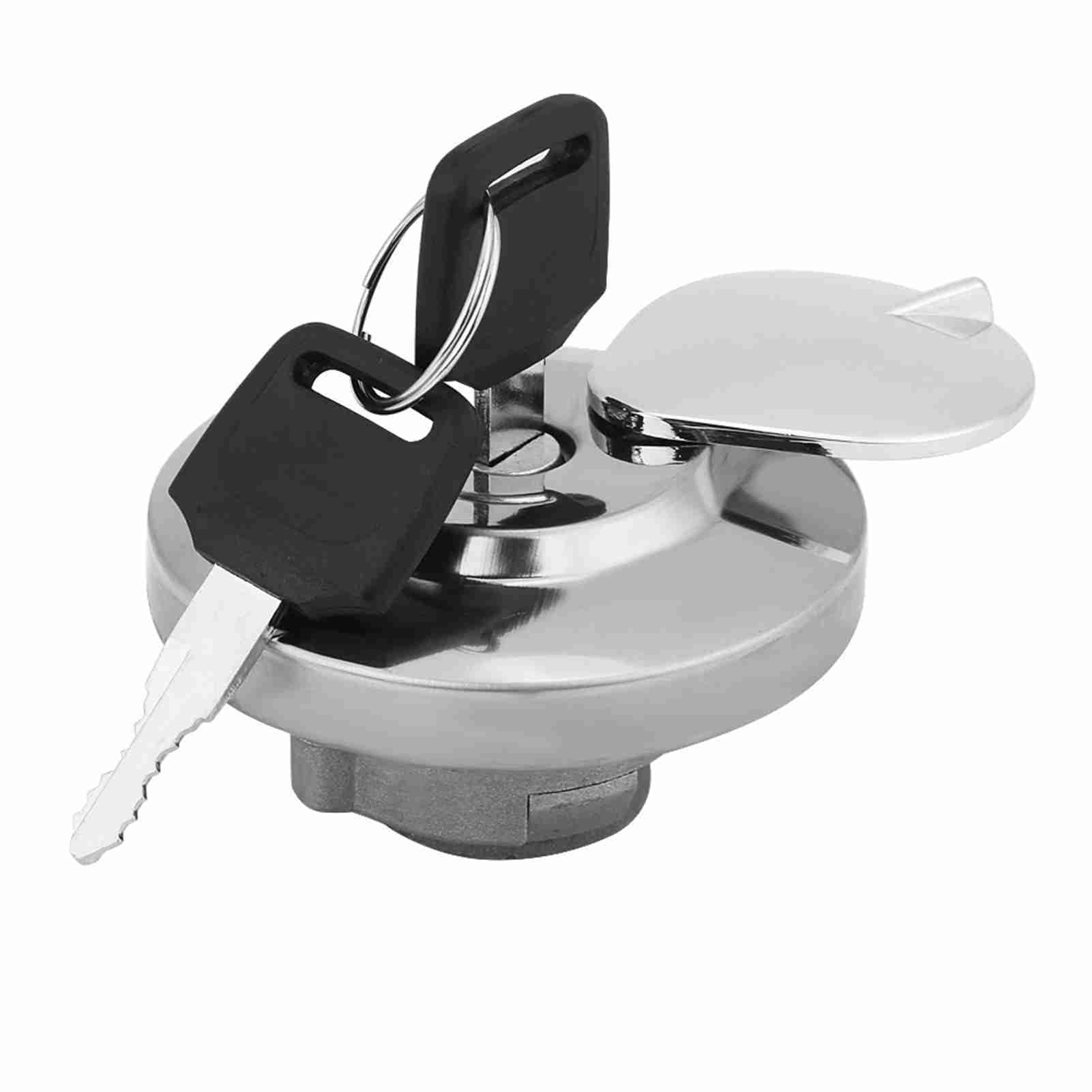 Motorcycle Fuel Gas Cap Tank Cover with 2 Keys Premium Alloy Steel Rustproof Silver Diameter 7cm for VT750RS Shadow RS 2010 to 2011