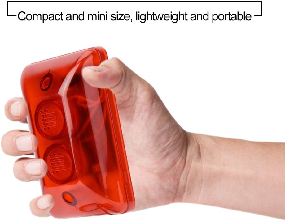 Hand holding the Sonew Strobe Siren, demonstrating its compact size